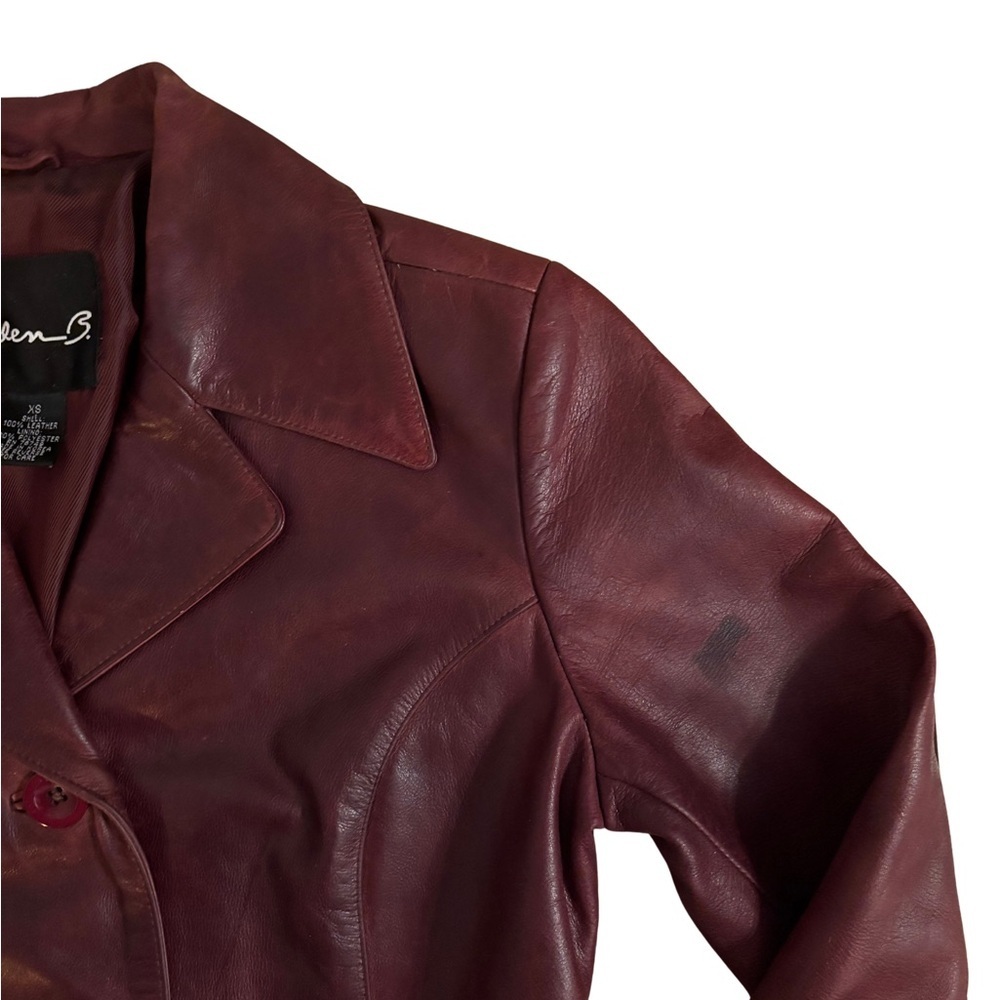 Arden B. Y2K Oxblood Women's Leather Jacket Blazer - Picture 3 of 6